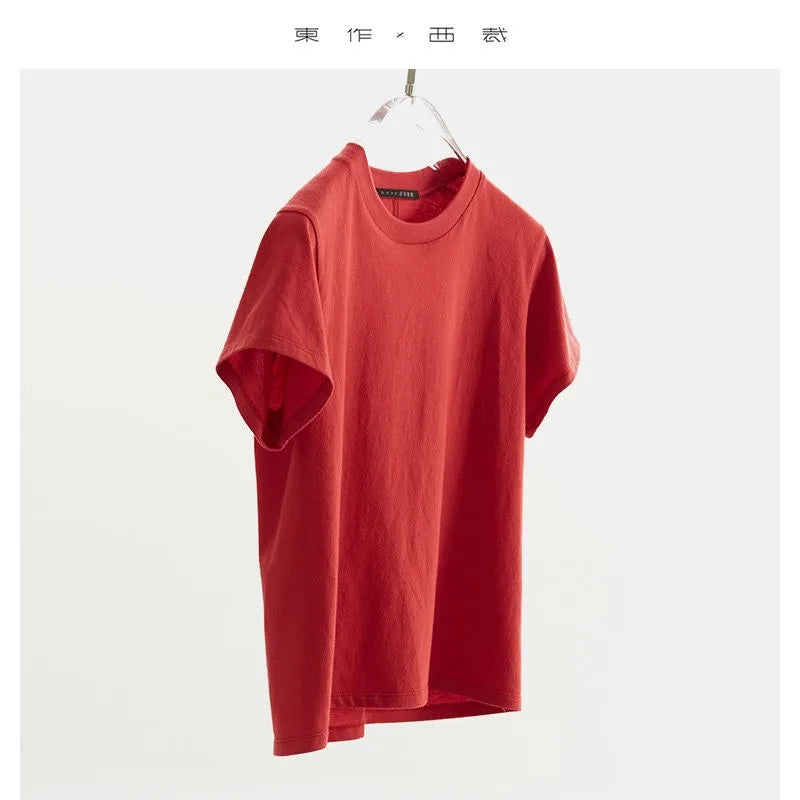 Pure Cotton T-Shirt~Solid Color Regular Shoulder T-Shirt, Casual Short Sleeves, Multiple Colors Available, Women's Style, Summer 2026