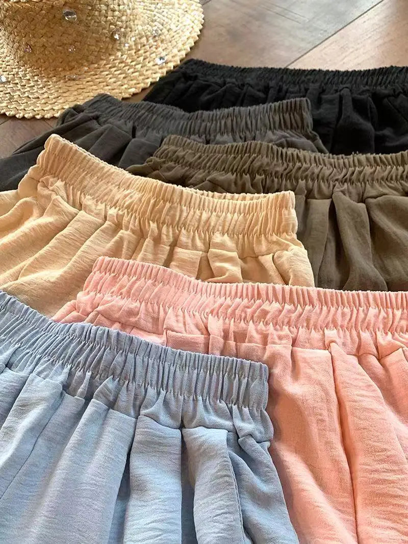 Casual Summer Ice Silk Wide Leg Pants Women's Floor-Length Draping Slimming Long Trousers Design Sense Polyester Satin