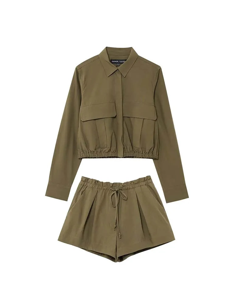 Women Summer 2-Pieces Sets 2025 Fashion Solid Loose Shirts Tops and Shorts Female Elegant Street Two Suits Clothing