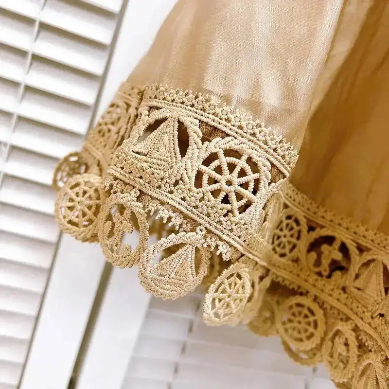 Luxury Hollow Out Dress Two Piece Set Women's 2025 Summer Holiday Embroidered Lace Jackets White Tops Pleated Short Skirts Suits