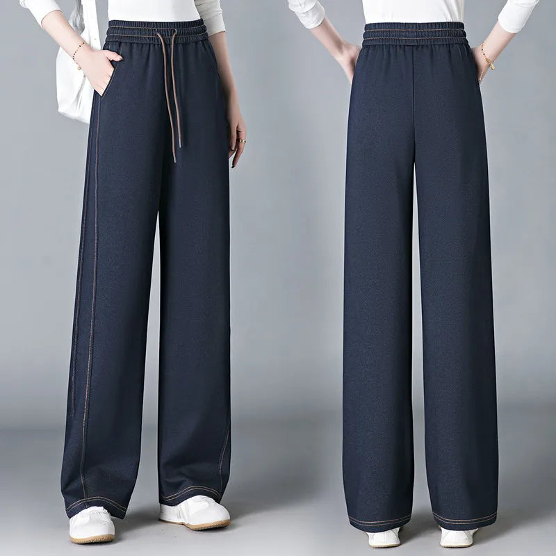 New Korean Casual And Fashion High Waisted Wide Leg Pants Women'S In Spring And Autumn Loose And Versatile Straight Leg Trousers