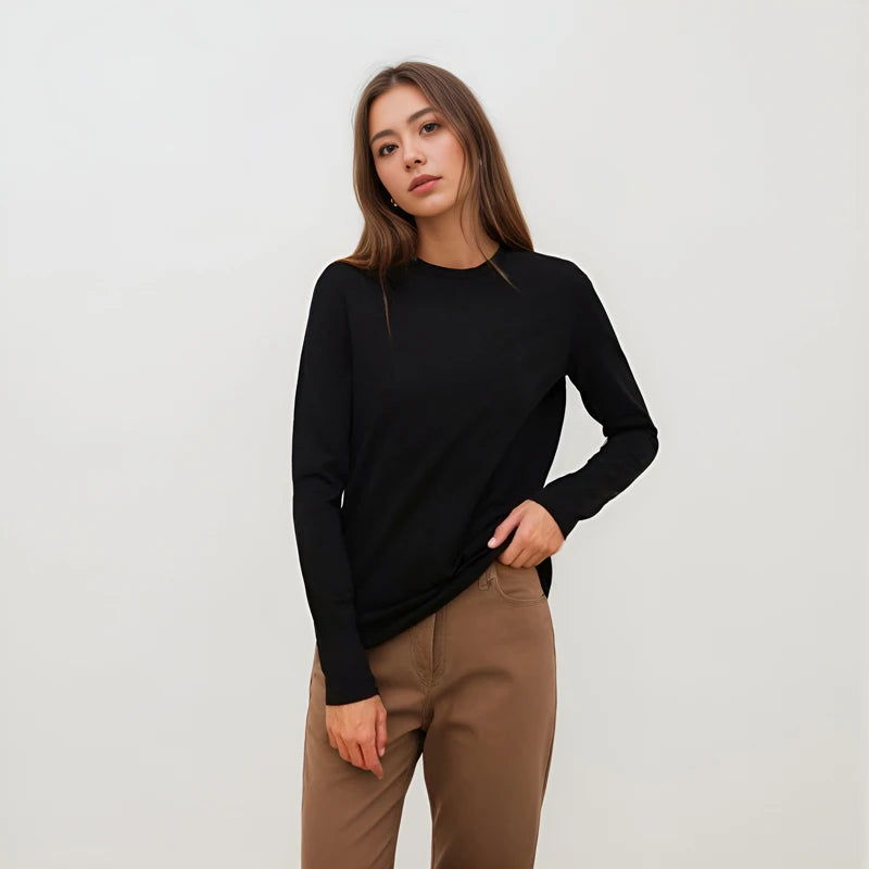 Cotton Long Sleeve Tops Solid Woman Clothing O-neck 220 Grams Heavy T-shirt Y2k Comfortable Casual Tee Fall Winter Shirt YH2531