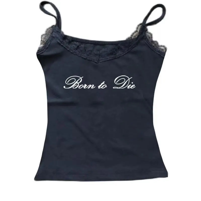 Gothic Grunge Punk Hip Hop Rock Streetwear Casual Sexy Crop Top Y2K Retro Harajuku Emo Girl Aesthetic Fashion Lace Camisole Tops