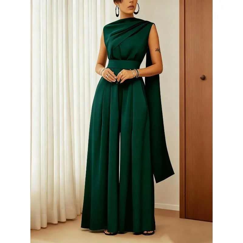 Elegant Women Corset Jumpsuit Loose Sleeveless O Neck Wide Leg Trousers Chic Wedding Guest Romper Overalls One Piece Outfits