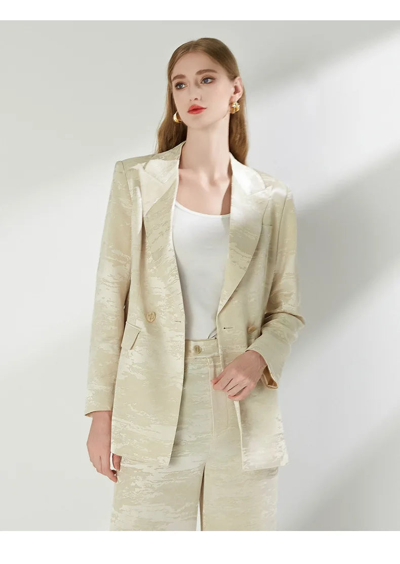 Luxury 2025 Spring Autumn Suits Coats Two Piece Set Women's Blazers Wide Legs Pants Sets Formal Occasions Matching Sets