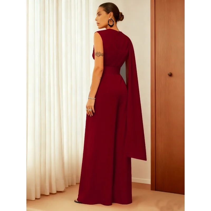 Elegant Women Corset Jumpsuit Loose Sleeveless O Neck Wide Leg Trousers Chic Wedding Guest Romper Overalls One Piece Outfits